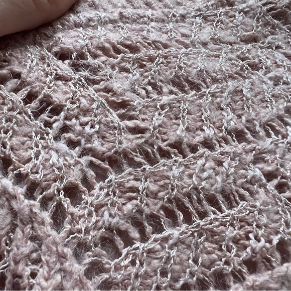 Lucky Brand cotton/mohair chevron sweater in beige pink with chiffon lining - Picture 9 of 12